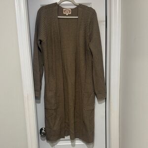 Women's Brown Open-Front Sweater